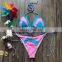 New bandage bikini 2019 corrugated printing swimsuit female beach swimwear women swimsuit beach bathing suit sexy brazilian