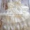 new design Ivory petti lace ruffle dress , baby dress pattern flower girl