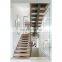 Modern Marble Wood Stairs Treads Indoors Staircases With Steel Handrail