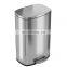 Amazon Hot Sales Kitchen Stainless Steel Dustbin 50 Liter 13 Gallon Trash Cans with Lid
