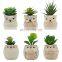 Home Decor Artificial Plant Faux Artificial Plastic Gree Mini Succulent Plants With Owl Animal Pot