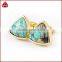 Natural turquoise stone stud post triangle earrings