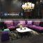 High end latest design modern purple fabric sofa set