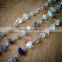 100cm Rock Faceted Multi-color FLORITE Bead Necklace Chain 8mm Rock Bead Silver Chain Jewelry Making Supplies