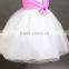 Latest Net Dress Designs 2016 New Model White Sleeveless Flower Girl Dress Wedding