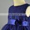 ODM blue embroidered baby girls dresses with flower pattrn for 9/12/18/24/36 months