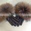 Winter Fashion Sheep Leather Gloves/raccoon Fur Gloves
