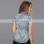 2015 new style picot buttons women ladies summer sleeveless jean jacket JXQ865