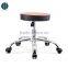 Comfortable red fabric small stool for barber furniture with wheels