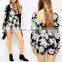 Mini Long Sleeve Hot Floral V Back Jumpsuits