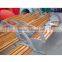 Modern outdoor wooden Park bench in garden chairs with metal legs
