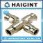 TY1730 Haigint high pressure copper push-in cross connector brass with nickel plated for nylon tubing and stainless steel tubing