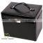 Black Leather Drawer Jewelry Box Travel Case With Lock And Handle