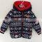 Boys Navy and Red Knit Embroided Overcoat for Winter