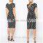 2016 Latest Body Conscious Polka Dot Maternity Dress With Cross Front