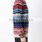 Multi Color Crew Neck Knitted Jumper Men's Intarsia Sweater with Button Decoration on Shoulders
