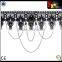 punk Style Wedding Party Black Lace choker Beads Tassels Chain Pendant Necklace for Women