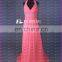 CE607 Latest Fashion Halter Floor Length Open Back Red Real Sample Bridesmaid Dress