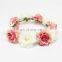 Women Girls Rose Flower Wedding Party Beach Tiara Crown Elastic hair headband Garland