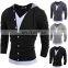 New Fashion Mens V Neck Long Sleeve Slim Fit Hooded Casual T-Shirt Tops Tee Shirts