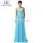 Grace Karin 5 Colors Ladies V-Neck Sleeveless Chiffon Simply Sky Blue Evening Dress Gowns CL6010-3