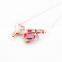 New Wholesale Tulips Shape Red Crystal Rhinestone Rose Gold Pendant Chain Necklace For Grils