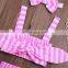 Infant Girls Striped Sling Tube Top Bowknot Top Skirt Bandana Set European Trend