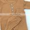Wholesale Autumn Long Sleeve Crotch Snap Solid Brown Cotton Baby Pajamas