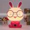 Lovely EU plug plastic baby bedroom lamp animal led night light rabbit sleep luminaria for kids