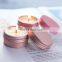 Travel trip friendly natural ingredients rose gold pink jar travel tin candle