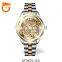 2020 Gift Customized LOGO White Colour Leather Watch Mechanical Movement Fashion Womens Skeleton Watches