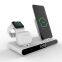 15W 4-in-1 Fast Wireless Charger Station with LED Desktop Digital Alarm Clock Strong Magnetic Phone Holder Phone Charger Stand