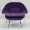 replica relaxing fiberglass materail stainless steel frame wool fabric womb chair with ottoman by Eero Saarinen