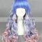 Beautiful Japanese 65cm medium Long Wave blue pink cosplay Synthetic Lolita women wig