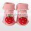 Japan wholesale cute pink strawberry baby sock for girl with creepers