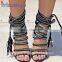 Custom design lace up sandals high heel shoes