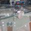 Display stand CT-178 Bent tempered glass square Corner coffee table with ash wood legs