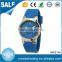High quality alloy case blue silicone band water resistant japan movt rubber watch