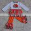 Newest design pumpkin halloween chevron ruffle pant boutique outfits