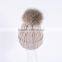 Beige color Big Fur Balls Winter Crochet Beanie Hats /Wool Beanie Hats KZ160075