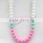 pink green&white round silicone teething beads necklace hot teething baby necklace breakaway claspsstatement necklace TN063