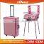 2016 Sunrise Best Selling Aluminum Pink Professional Trolley makeup station with lights mirror