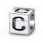 Silver Letter Alphabet Initial Dice Cube Bead for Fashion Charm Necklace