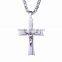 Hollowmas Gift Titanium Steel Silver Catholic Faith God Jesus Cross Pendant Chain Necklaces For Resurrection