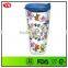 Food grade 24 Ounce Plastic double wall glass cup with push lid
