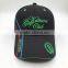 Hot selling customized embroidered black cotton twill golf cap and baseball cap