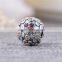 X374 Globalwin Oxidized 925 Sterling Silver Charm, Round DIY Bead Pave Red Diamond Heart For Bracelet making
