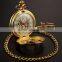 Fashion Skeleton Gold Case Roman Dial Mens Mechanical Pocket Watch