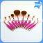 Pro private label foundation mermaid rose gold 10pcs oval makeup brush set