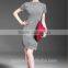 Sexy women hollow out knitting pencil wrap dress o-neck bodycon short sleeve dress causal dress for women